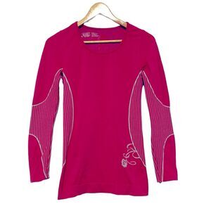 Athleta Pink & Gray Floral Compression Workout Top S